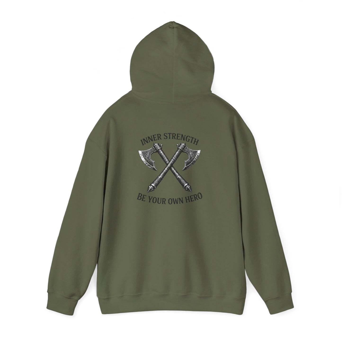 Inner Strength Be Your Own Hero Hoodie – Motivational Gym Hoodie – Strength & Fitness Pullover