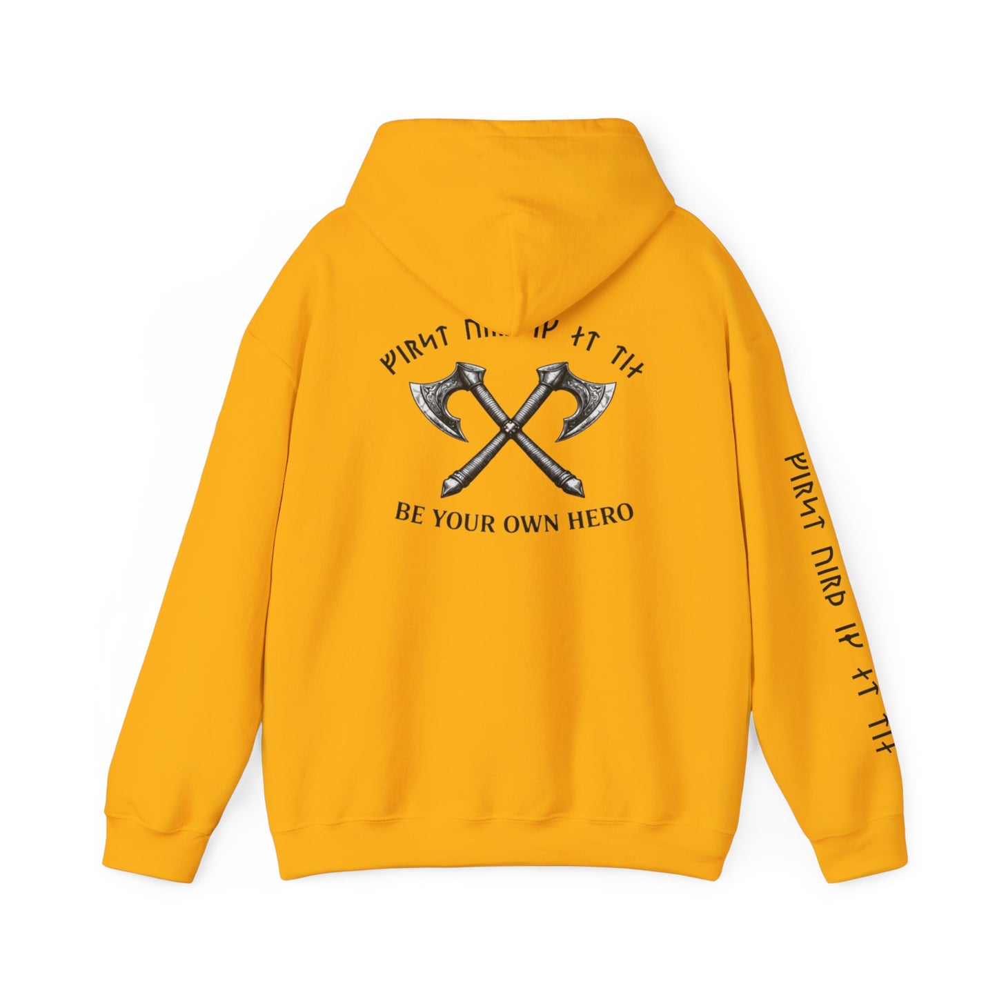 Inner Strength Be Your Own Hero  Hoodie– Crossed Battle Axes Warrior Strength Graphic Hoodie