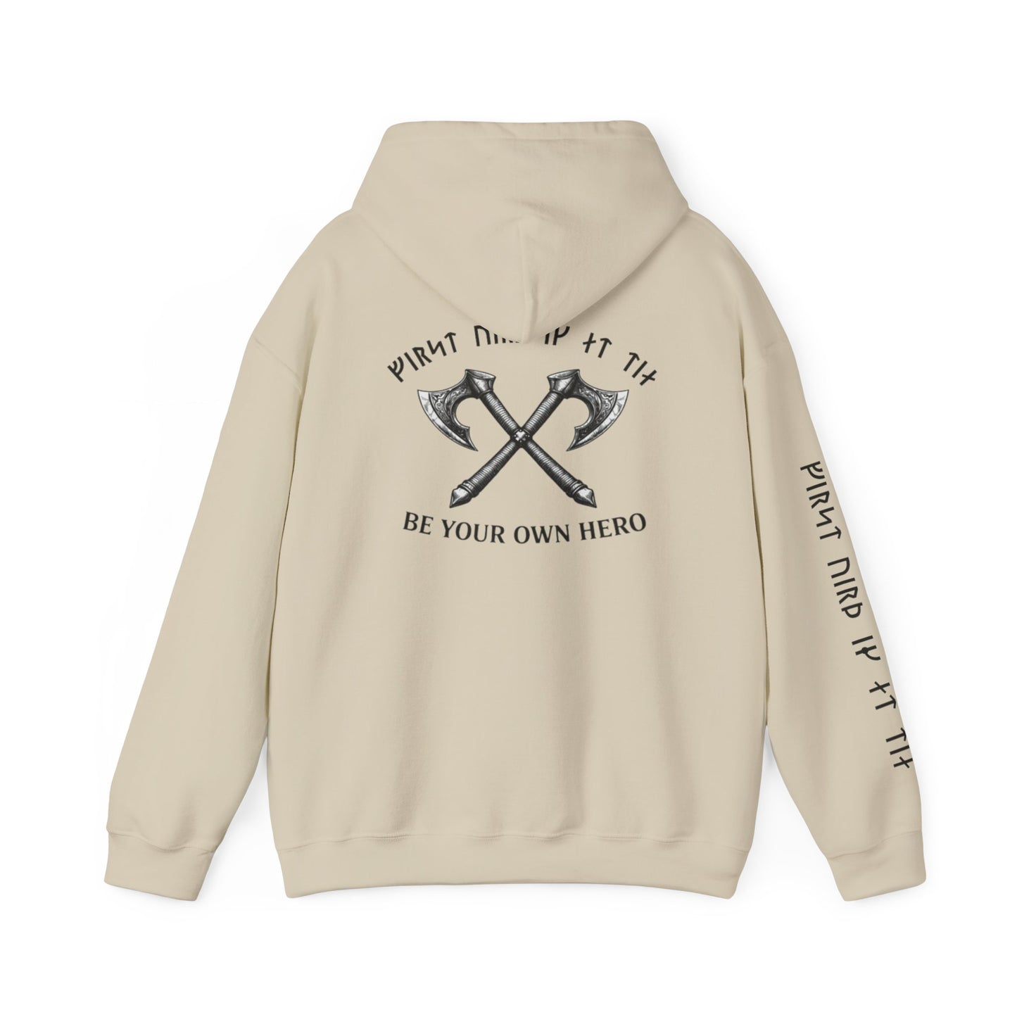 Inner Strength Be Your Own Hero  Hoodie– Crossed Battle Axes Warrior Strength Graphic Hoodie