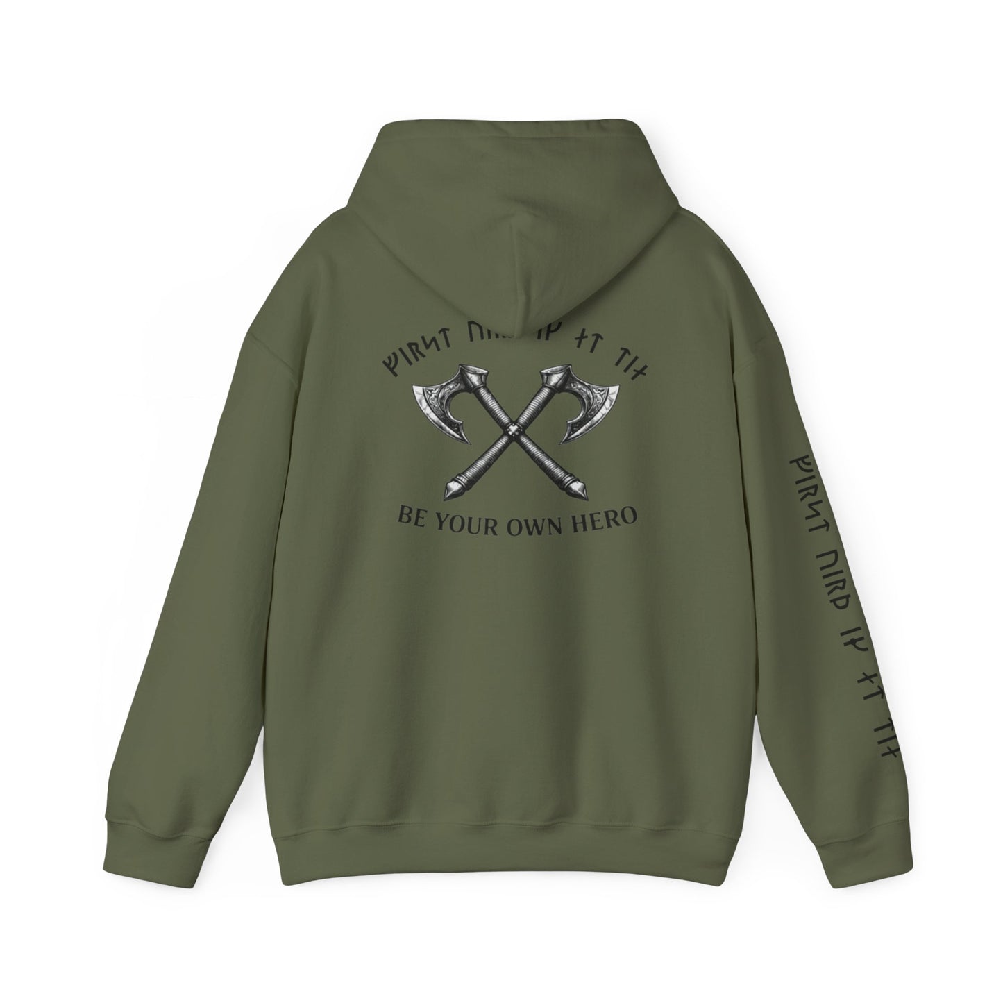 Inner Strength Be Your Own Hero  Hoodie– Crossed Battle Axes Warrior Strength Graphic Hoodie