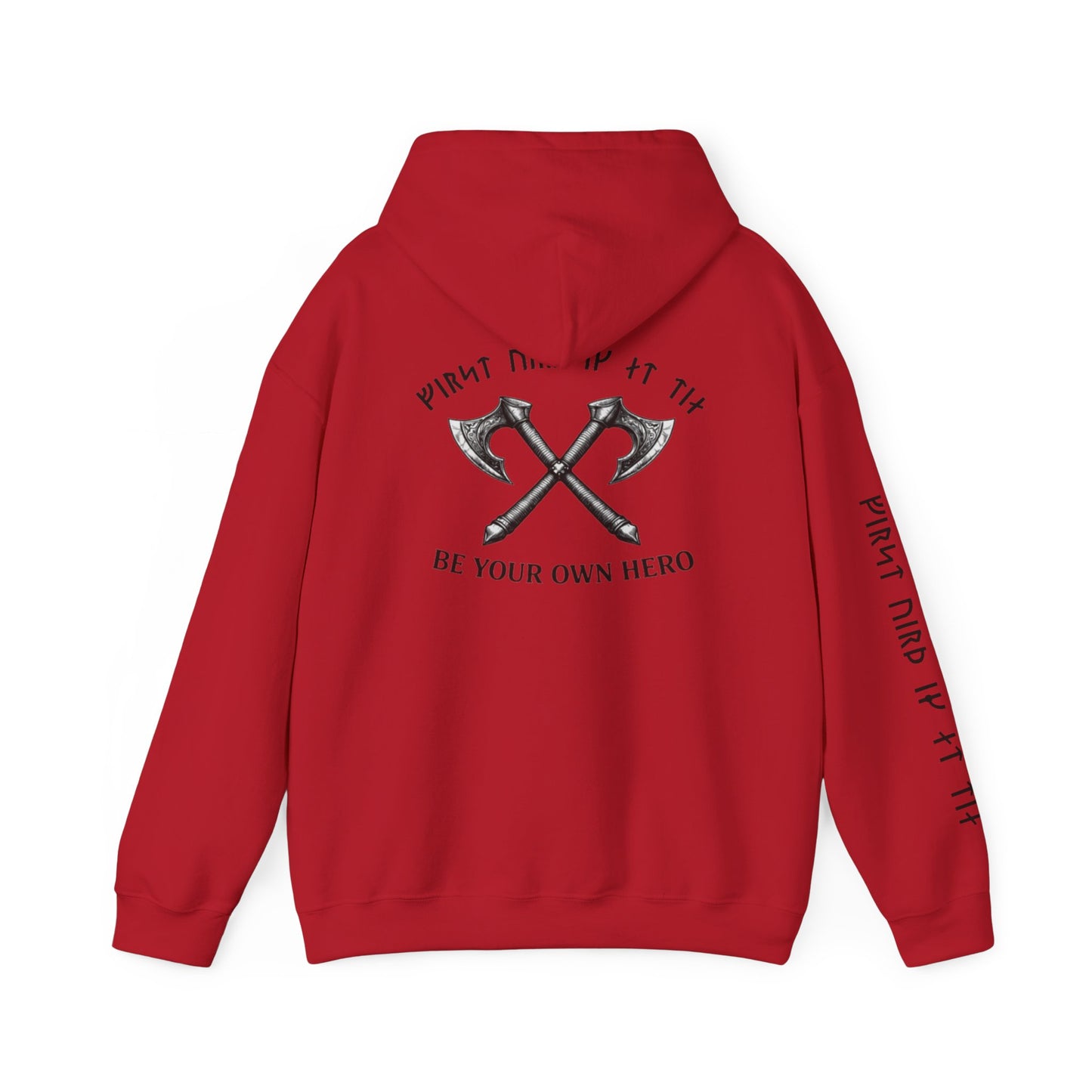 Inner Strength Be Your Own Hero  Hoodie– Crossed Battle Axes Warrior Strength Graphic Hoodie